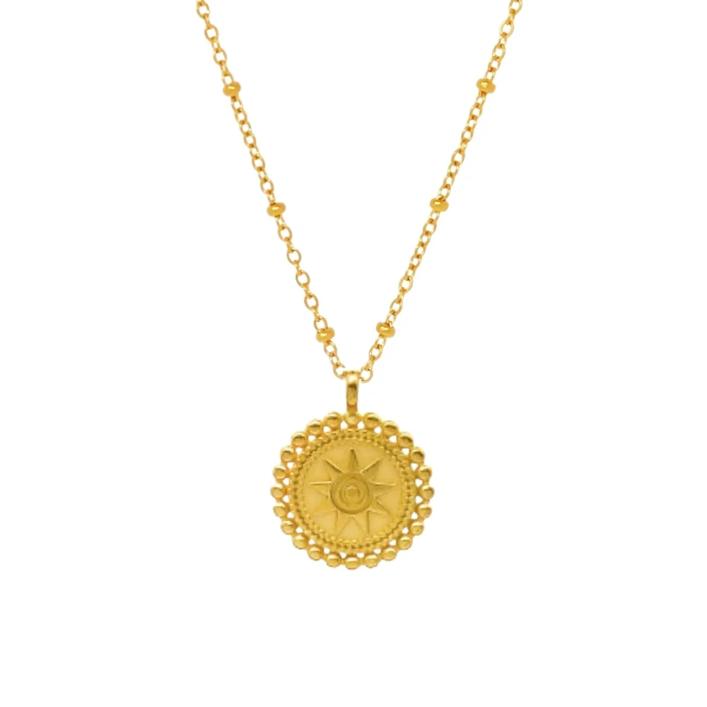 New 18k Gold Sun Pendant Necklace
